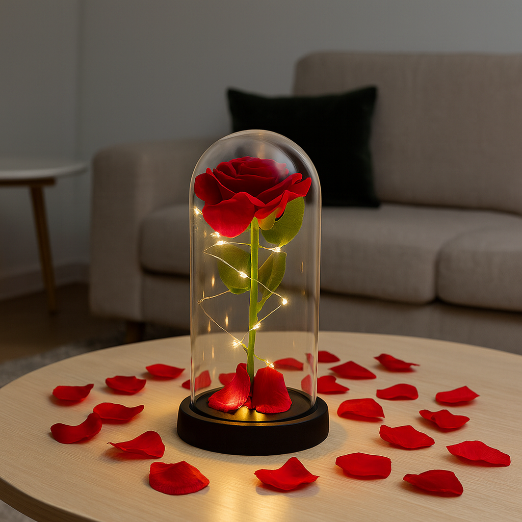 Ruža u Staklenom zvonu sa LED svetlima