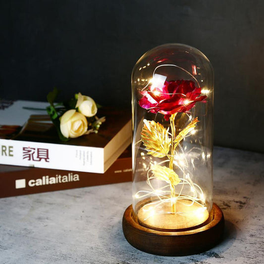 Ruža u Staklenom zvonu sa LED svetlima