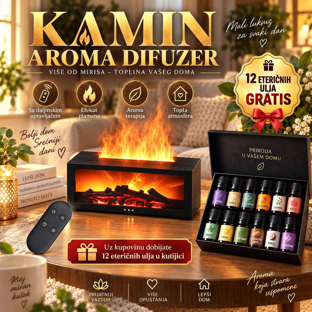 Kamin Difuzer + Eterična Ulja
