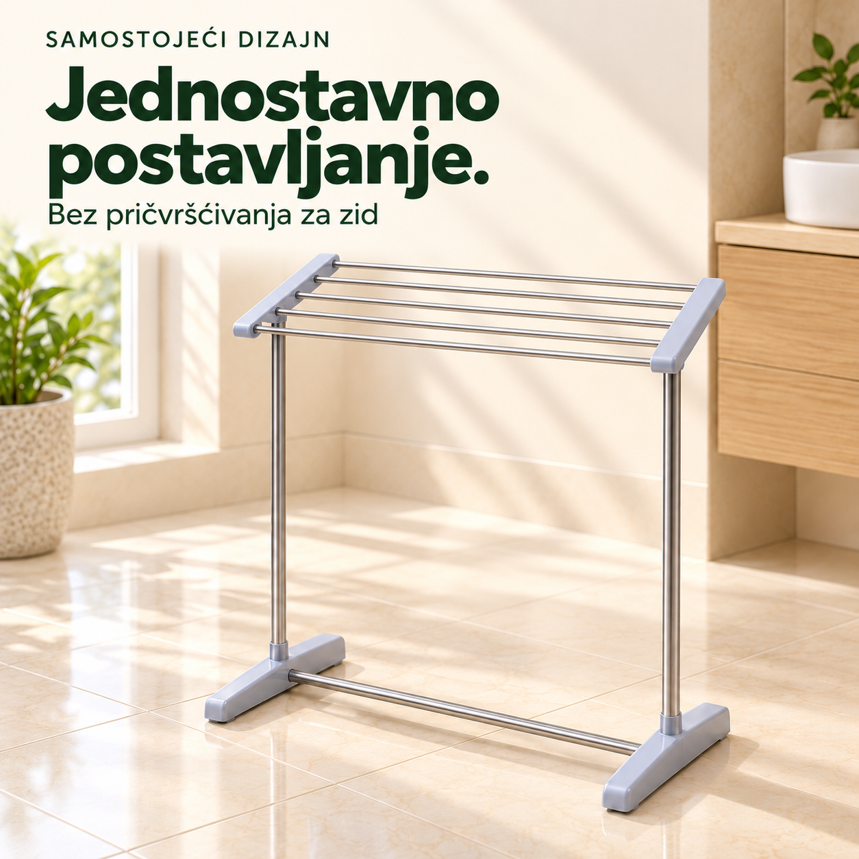 Samostojeći stalak za peškire – Jednostavno postavljanje bez pričvršćivanja za zid.