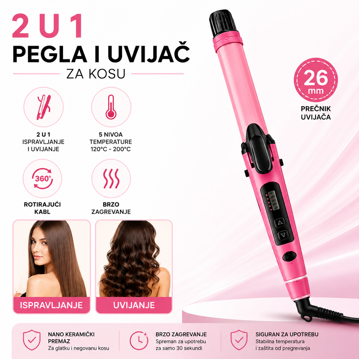 2 u 1 pegla i uvijač za kosu