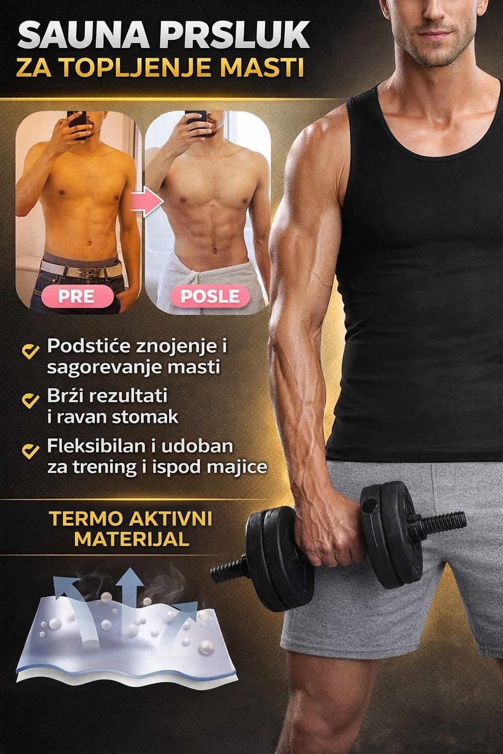 Sauna Prsluk za Topljenje masti- Muški