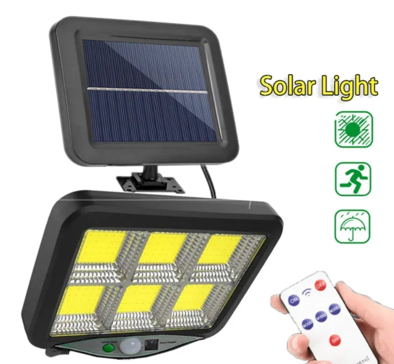 Solarni Reflektor 128 LED + 6 COB sa PIR Senzorom i Daljinskim