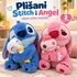 Plišani Stitch i Angel ranac sa ćebetom – plavi i roze